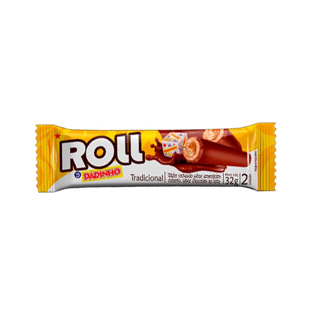Chocolate Dadinho Wafer Roll Amendoim 32g - Embalagem com  16 Unidades