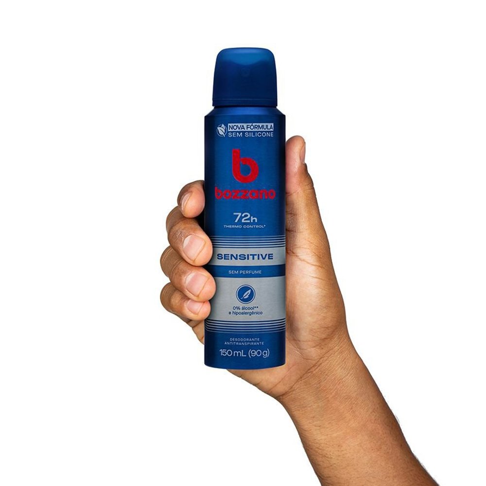 Desodorante Bozzano Aerossol Sensitive Sem Perfume Antitranspirante Masculino 150ml