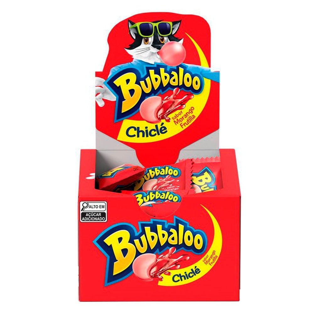 Chiclete Bubbaloo Morango 5g - Caixa com 60 Unidades