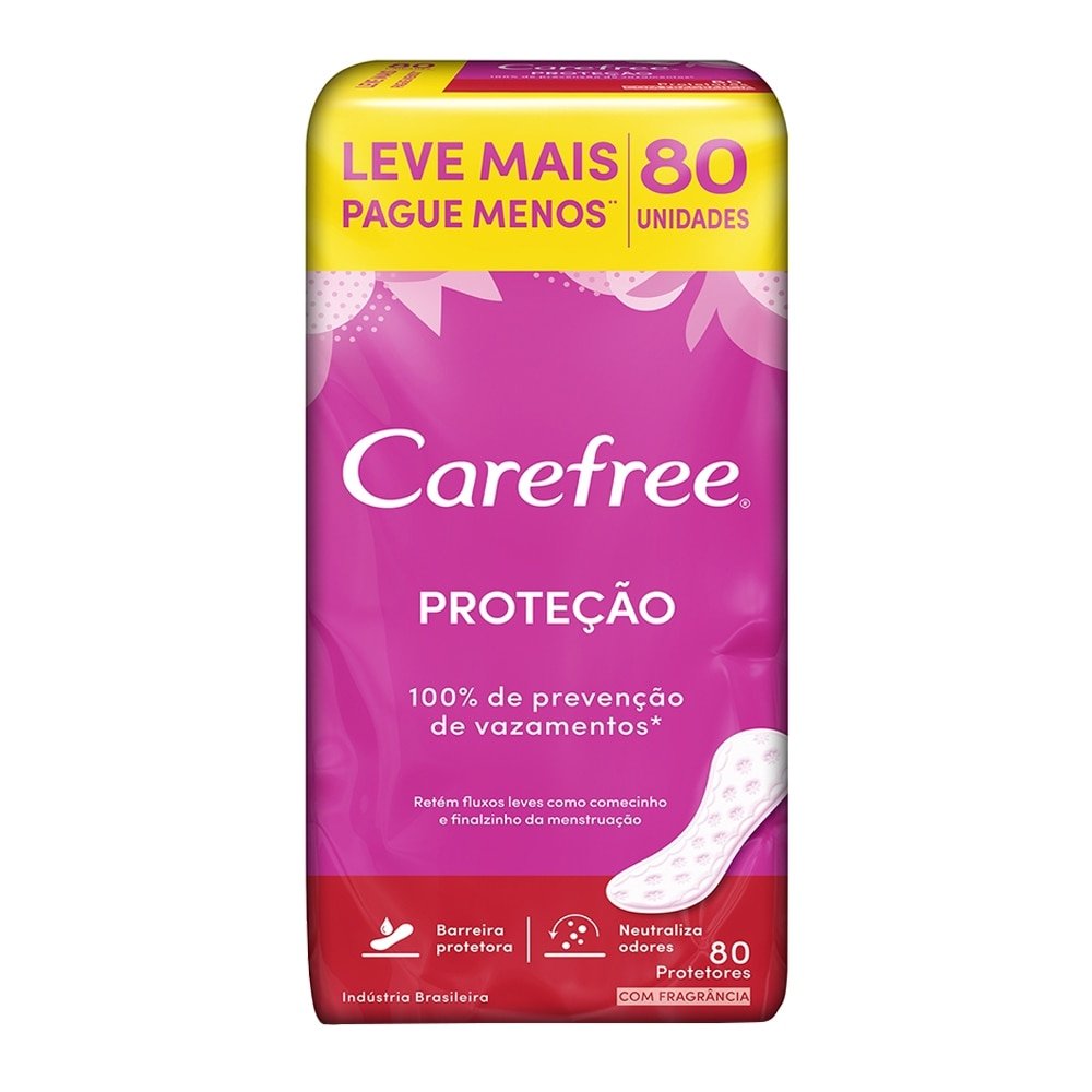 Absorvente Carefree Protetor Diário com Perfume - Embalagem com 80 Unidades