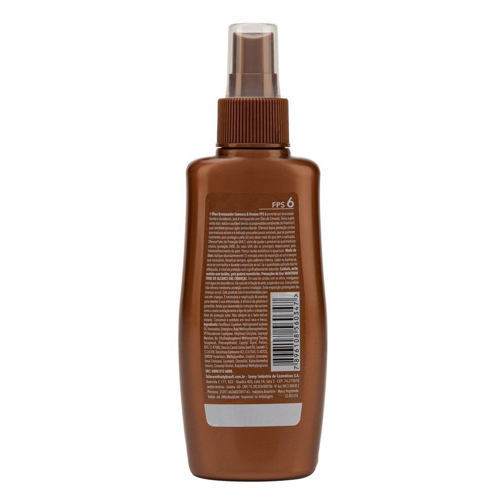 Óleo Bronzeador Cenoura e Bronze FPS6 Spray 110ml