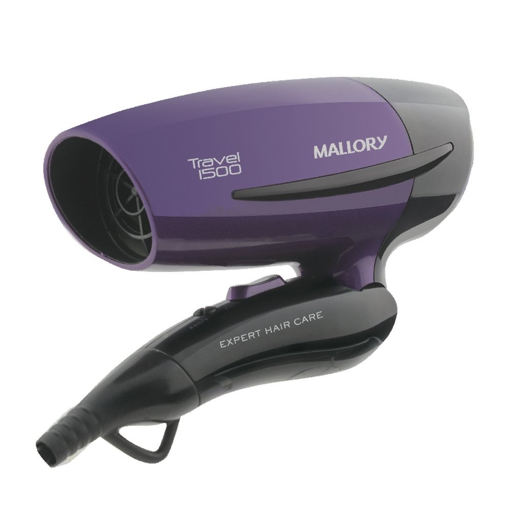 Secador de Cabelo Mallory Travel 1500 Roxo 2 Velocidades 1 Temperatura 1000W Bivolt