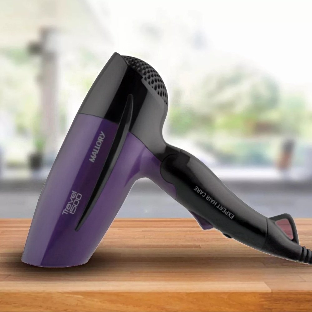 Secador de Cabelo Mallory Travel 1500 Roxo 2 Velocidades 1 Temperatura 1000W Bivolt