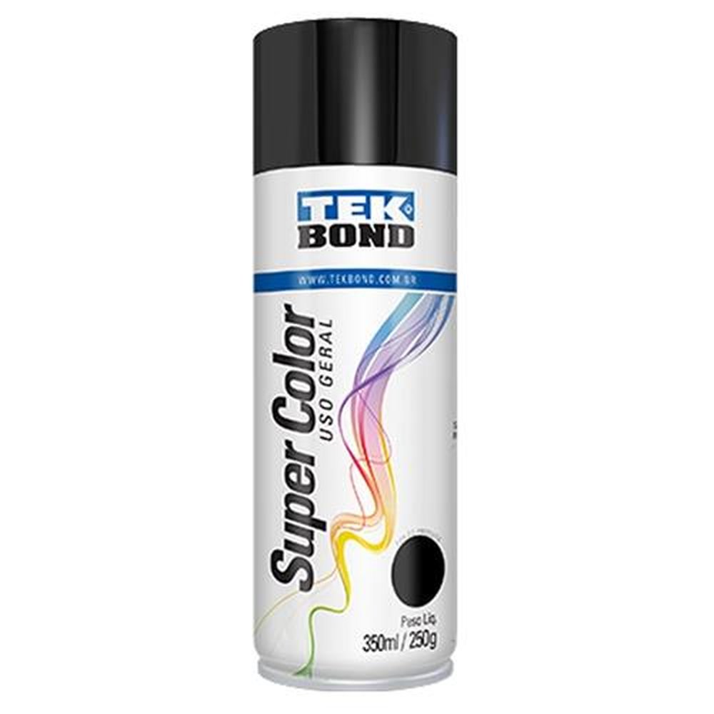 Tinta Spray Tekbond Uso Geral Preto Brilhante 350ml