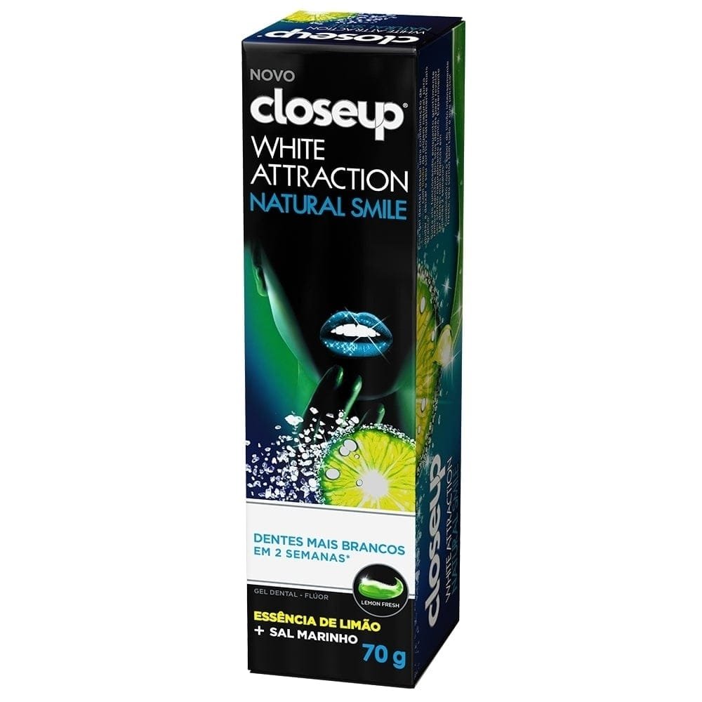 Creme Dental Limão Natural Smile Closeup 70 g White Attraction 12 Unidades