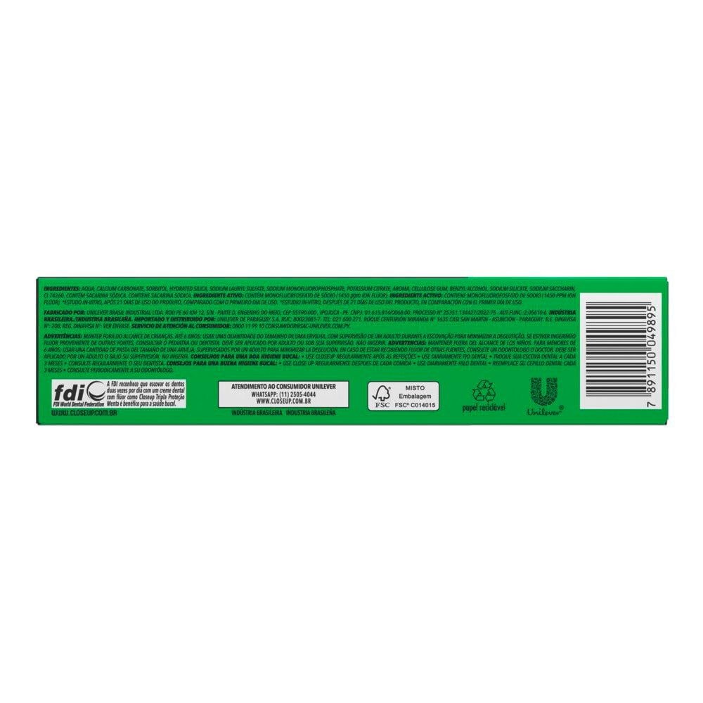 Creme Dental Close Up Triple Menta 70g Embalagem com 12 Unidades
