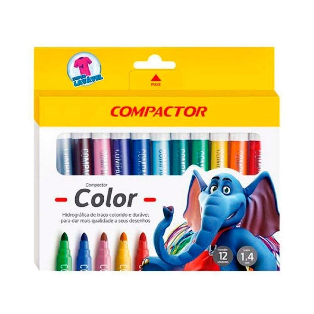 Caneta Hidrocor Compactor Color 12 Cores