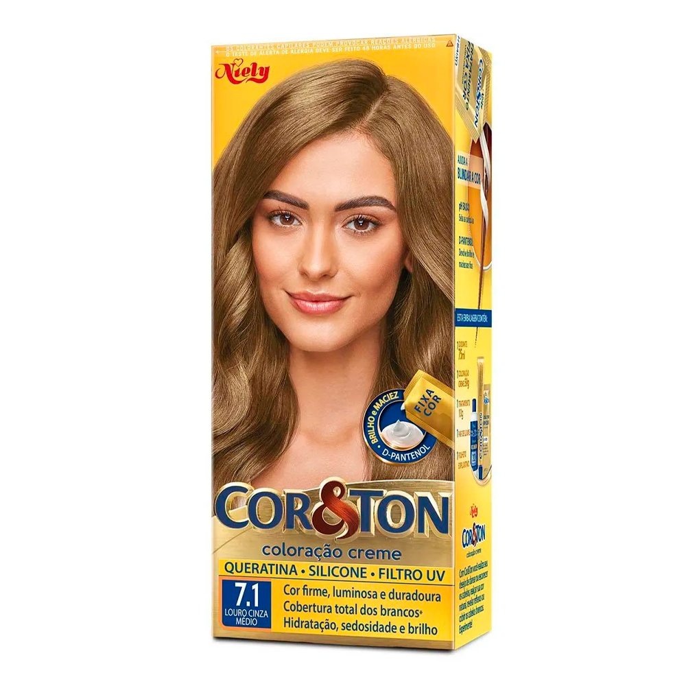 Tinta de Cabelo Cor&Ton 7.1 Louro Cinza Medio 50g