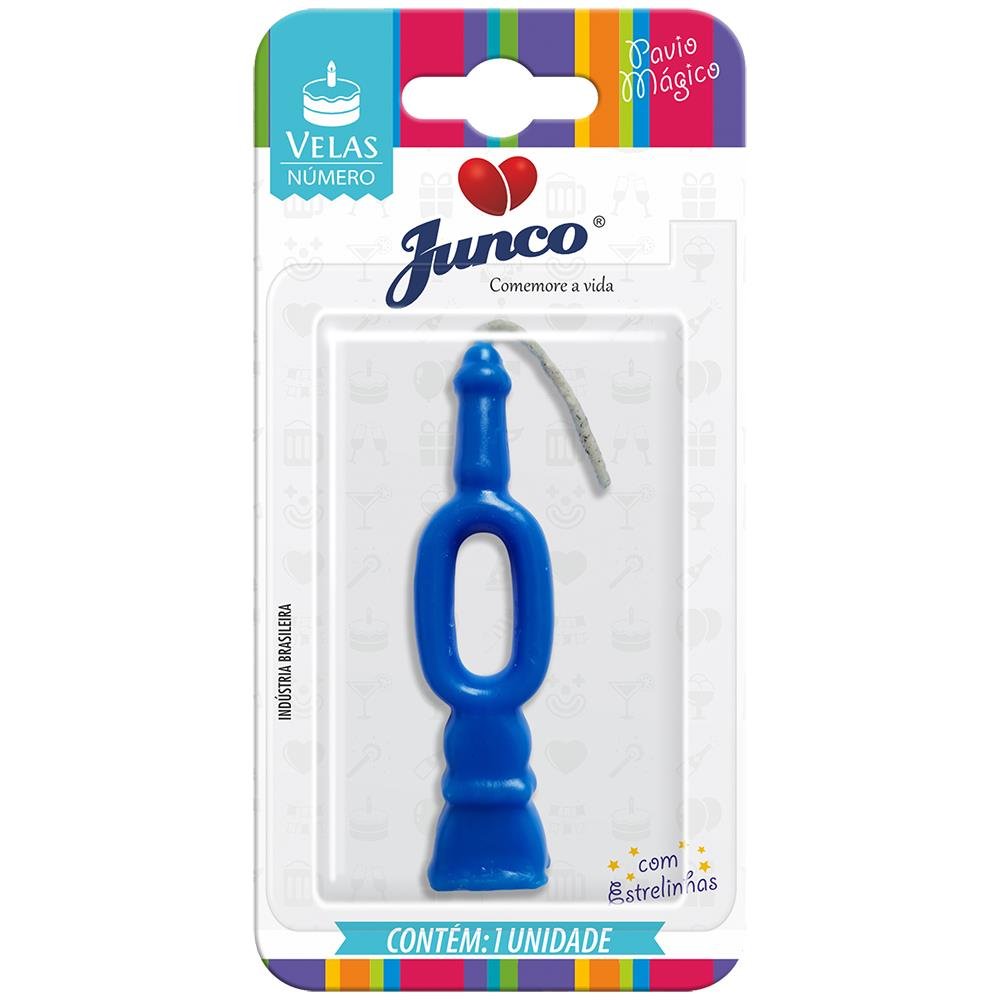 Vela Aniversário Número Azul Nº 0 Junco