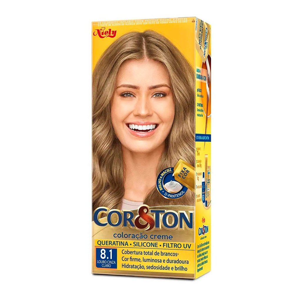 Tinta de Cabelo Cor&Ton 8.1 Louro Cinza Claro 50g