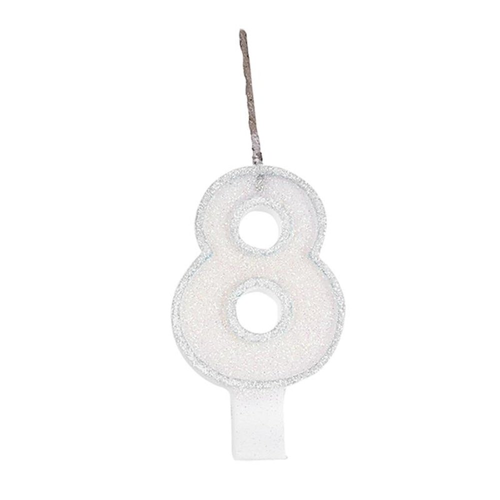Vela Glitter Branca N 8