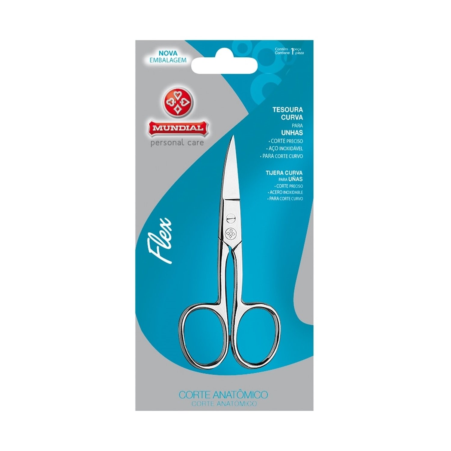 Tesoura para Unha Mundial Flex Ponta Curva BC-323