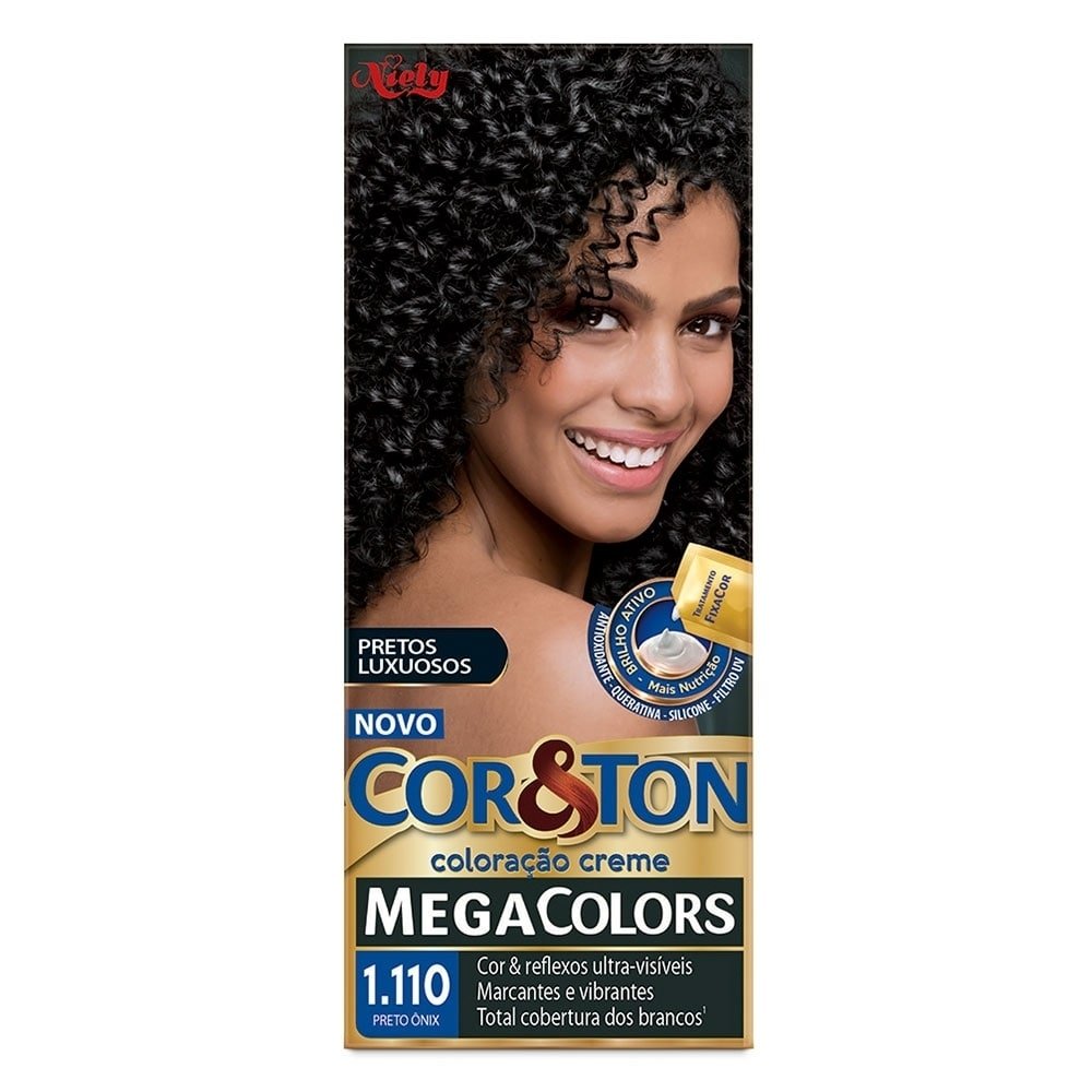 Tinta de Cabelo Cor & Ton MegaColors 1.110 Preto Onix 50g