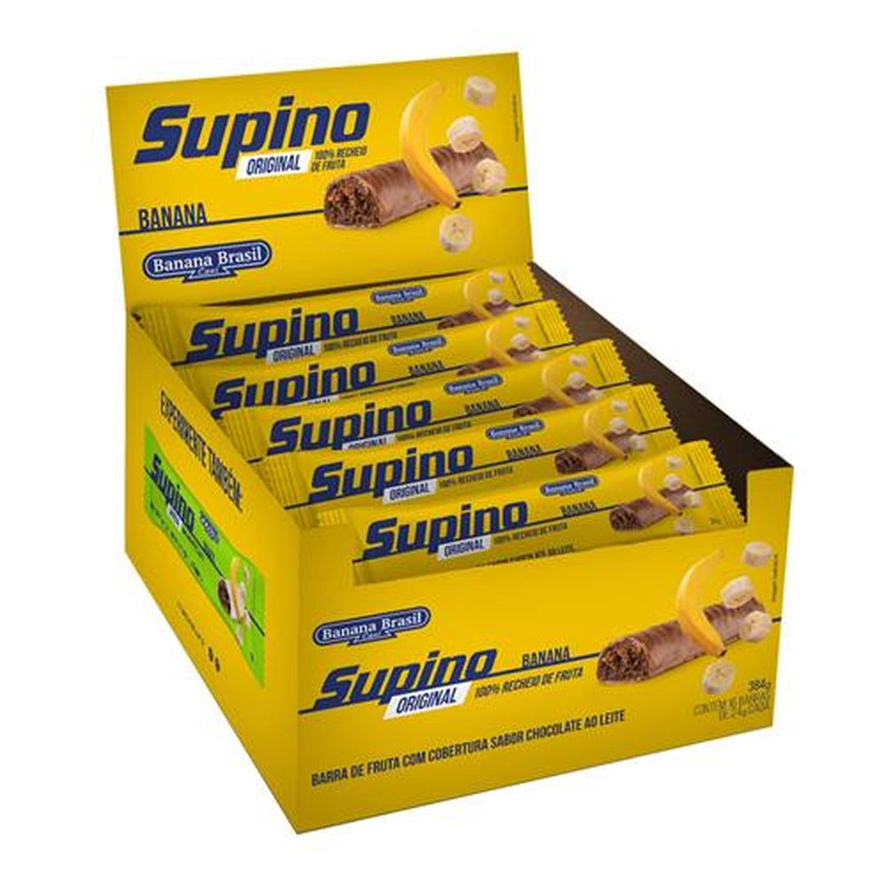 Barra de Frutas - Supino - Original - Banana com Cobertura de Chocolate ao Leite 24g - Display com 16 unidades