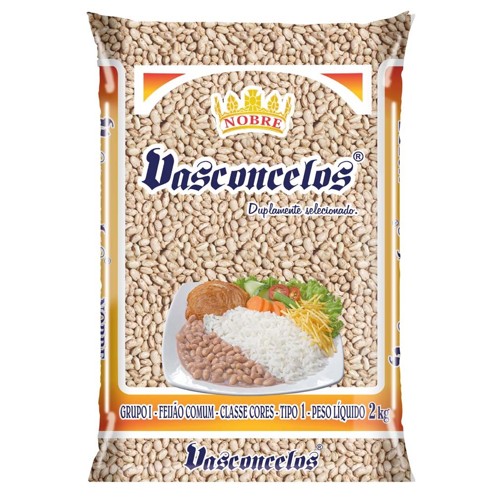 Feijão Nobre Carioca Vasconcelos 2kg - 15 Unidades