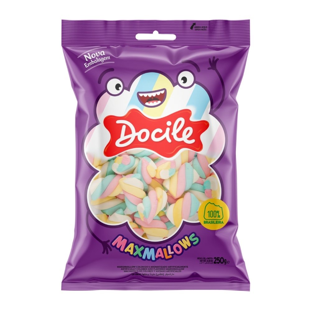 Marshmallow Docile Twist Color Baunilha 250g