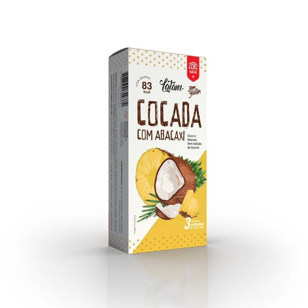 Cocada com Abacaxi Zero Açúcar - Latam Fit - Cartucho 03un. de 22g