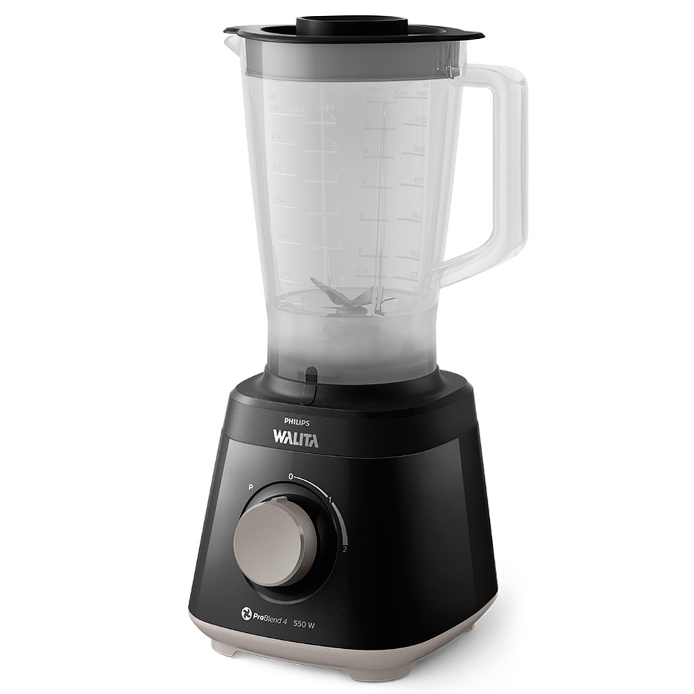 Liquidificador Philips Walita Daily RI2110  - Copo de Plástico, 2 Velocidades + Pulsar, 550W, Preto, 220V