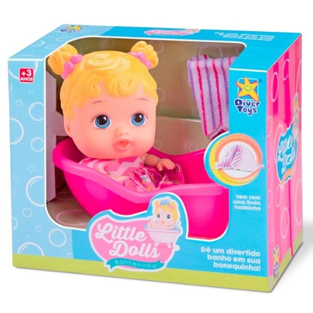 Boneca Little DOLLS Banheirinha Loira Divertoys 8022