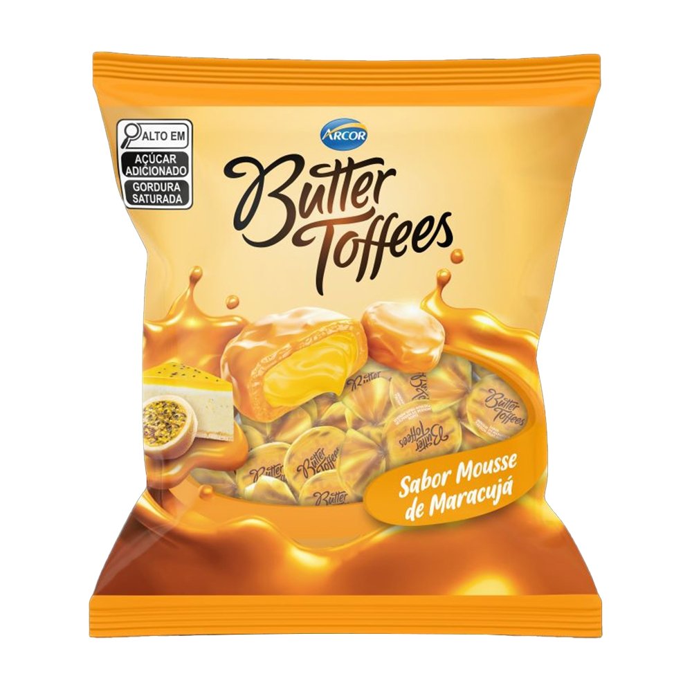 Bala Arcor Butter Toffees Maracujá 500g