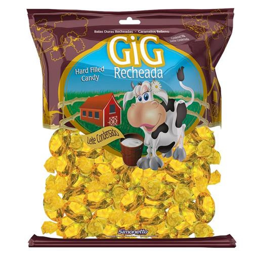 Bala Recheada Gig Leite Condensado 500g - Caixa Com 25 pacotes