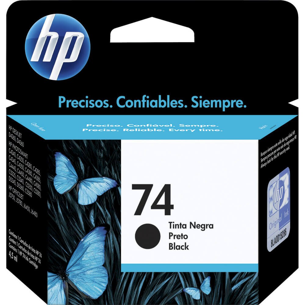 Cartucho Original HP 74 CB335WB Preto para HP DeskJet D4260HP Photosmart C4280, C5280, C4480HP Officejet J5780