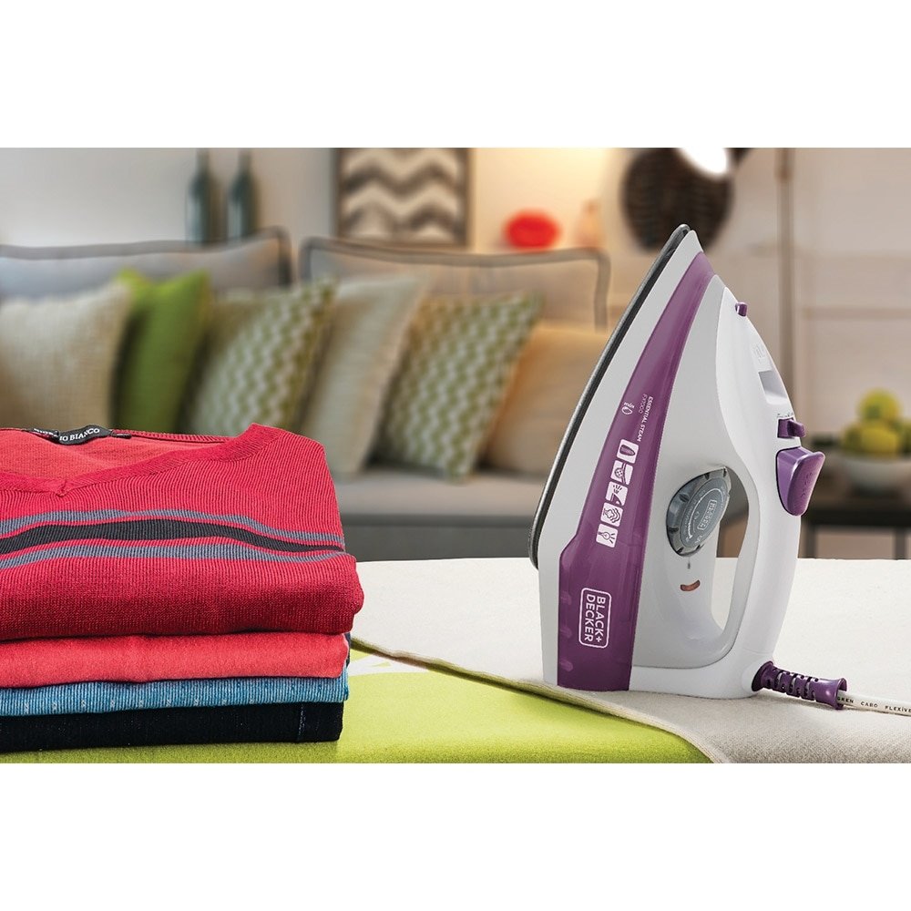 Ferro de Passar a Vapor Black & Decker FX1000 - Base Antiaderente, Roxo, 110V