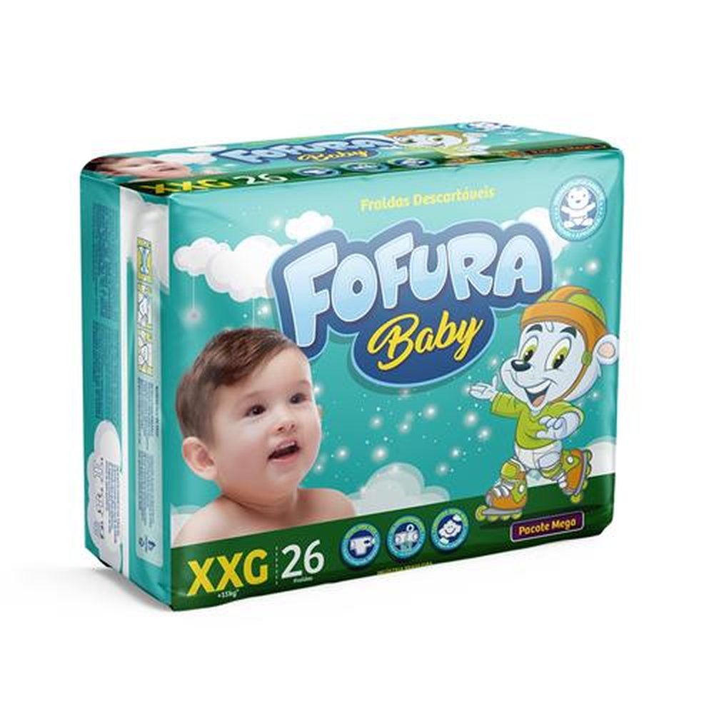 Fralda Descartavel Fofura Baby Mega XXG c/ 8 pct c/ 26 tiras