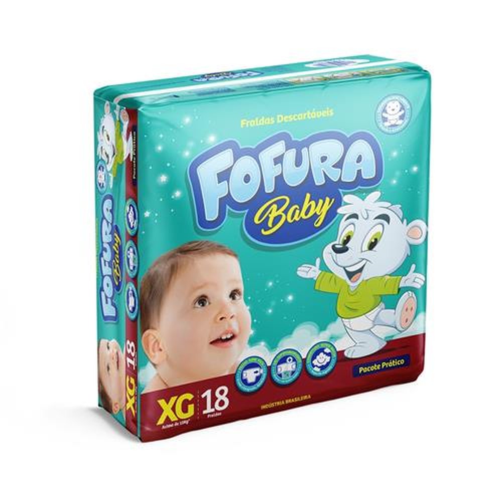 Fralda Descartavel Fofura Baby Pratico XG c/ 8 pct c/ 18 tiras