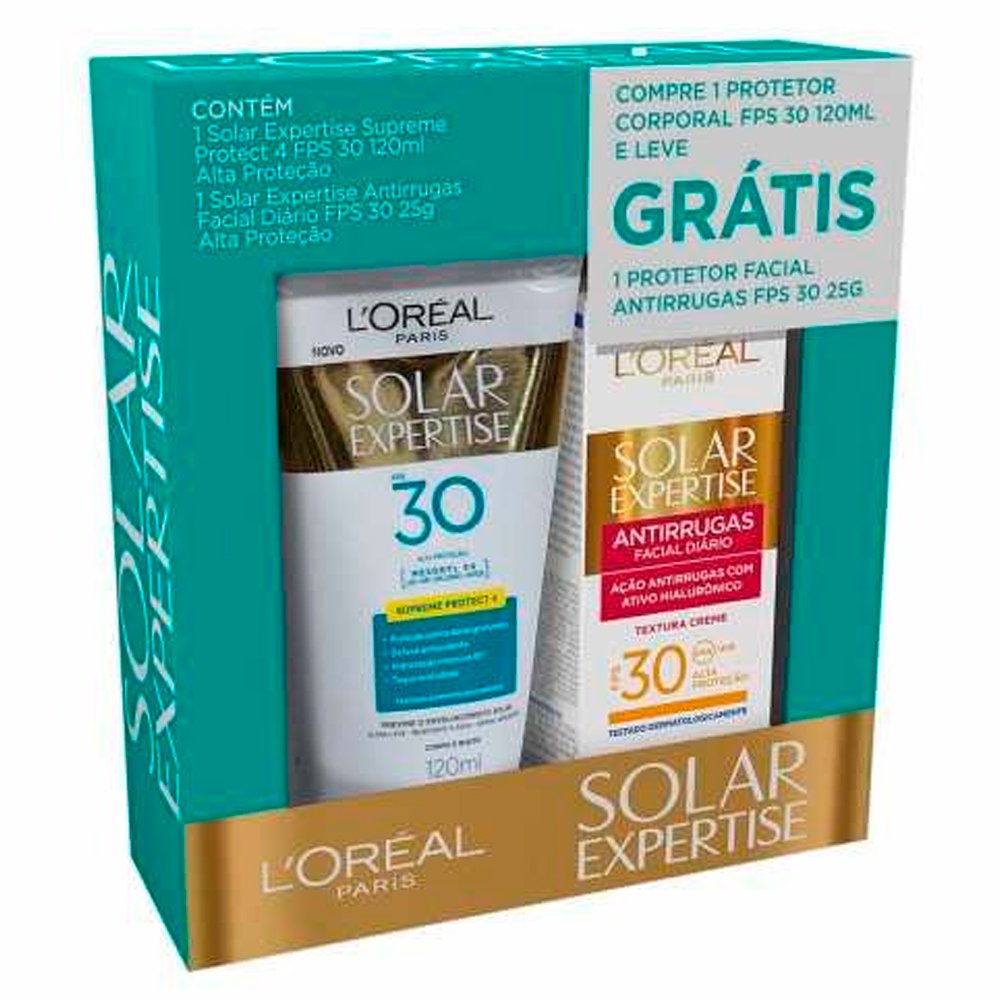 Protetor Solar Loreal Fps30 120ml Gratis Facial Antirrugas 25g