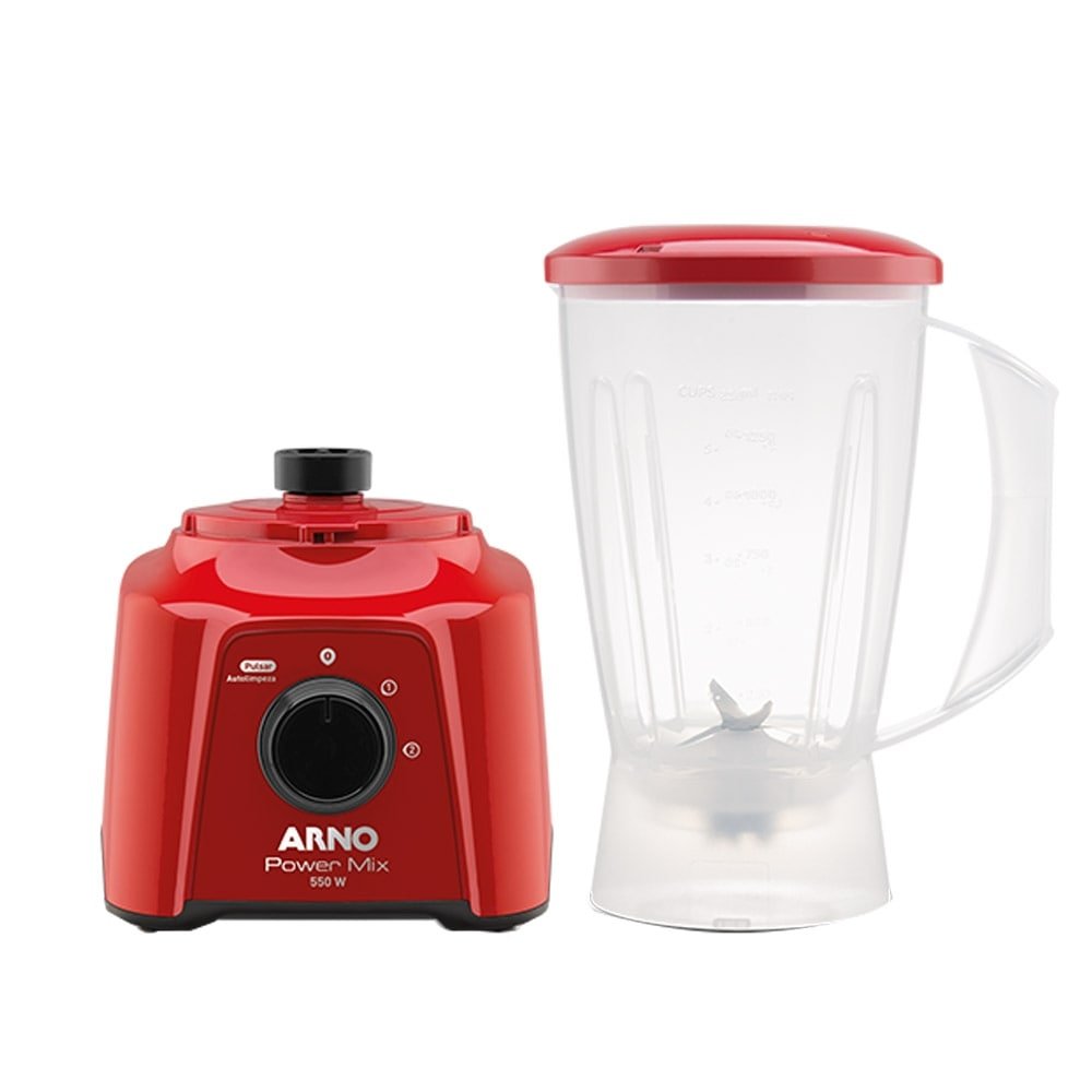 Liquidificador Arno LQ11 Power Mix - Copo de Plástico 2 Velocidades + Pulsar 550W Vermelho 110V