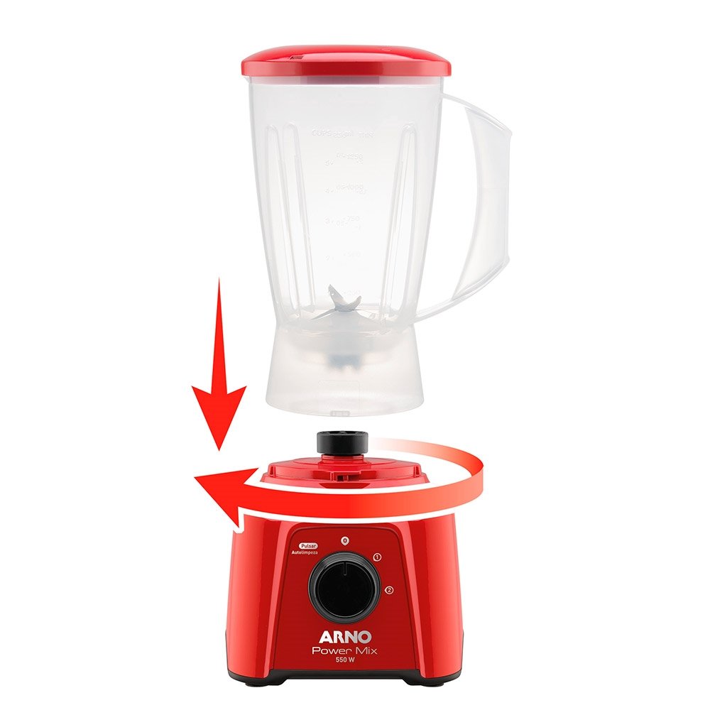 Liquidificador Arno LQ11 Power Mix - Copo de Plástico 2 Velocidades + Pulsar 550W Vermelho 110V