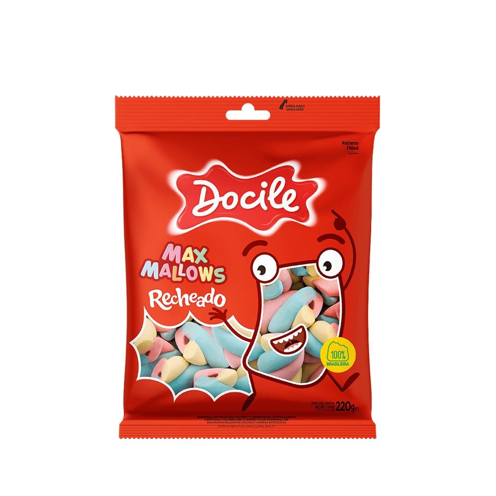 Marshmallow Docile Recheado Twist Colorido 220gr