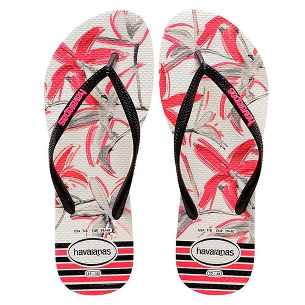 Havaianas Slim Tropical Branco/Preto 41/2