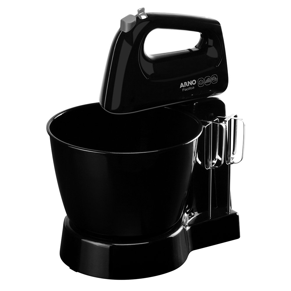 Batedeira Arno Facilita SX16 - 3 Velocidades, 2 Tigelas, 350W, Preta, 110V
