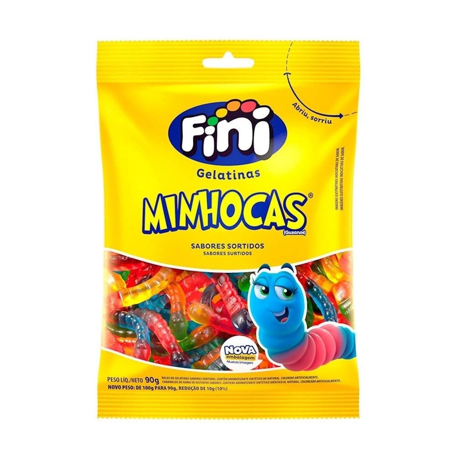 Bala Fini Gelatina Minhoca Brilho 90g