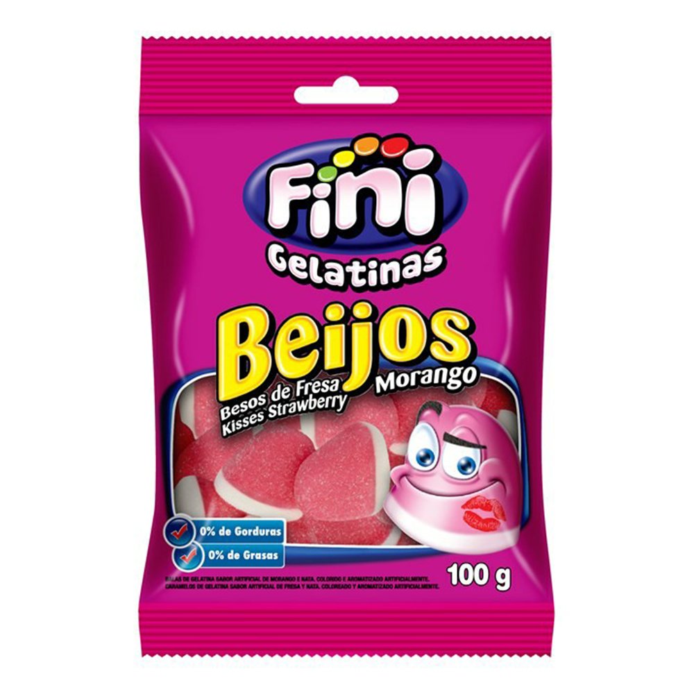 Bala Fini Gelatina Beijo de Morango 90g