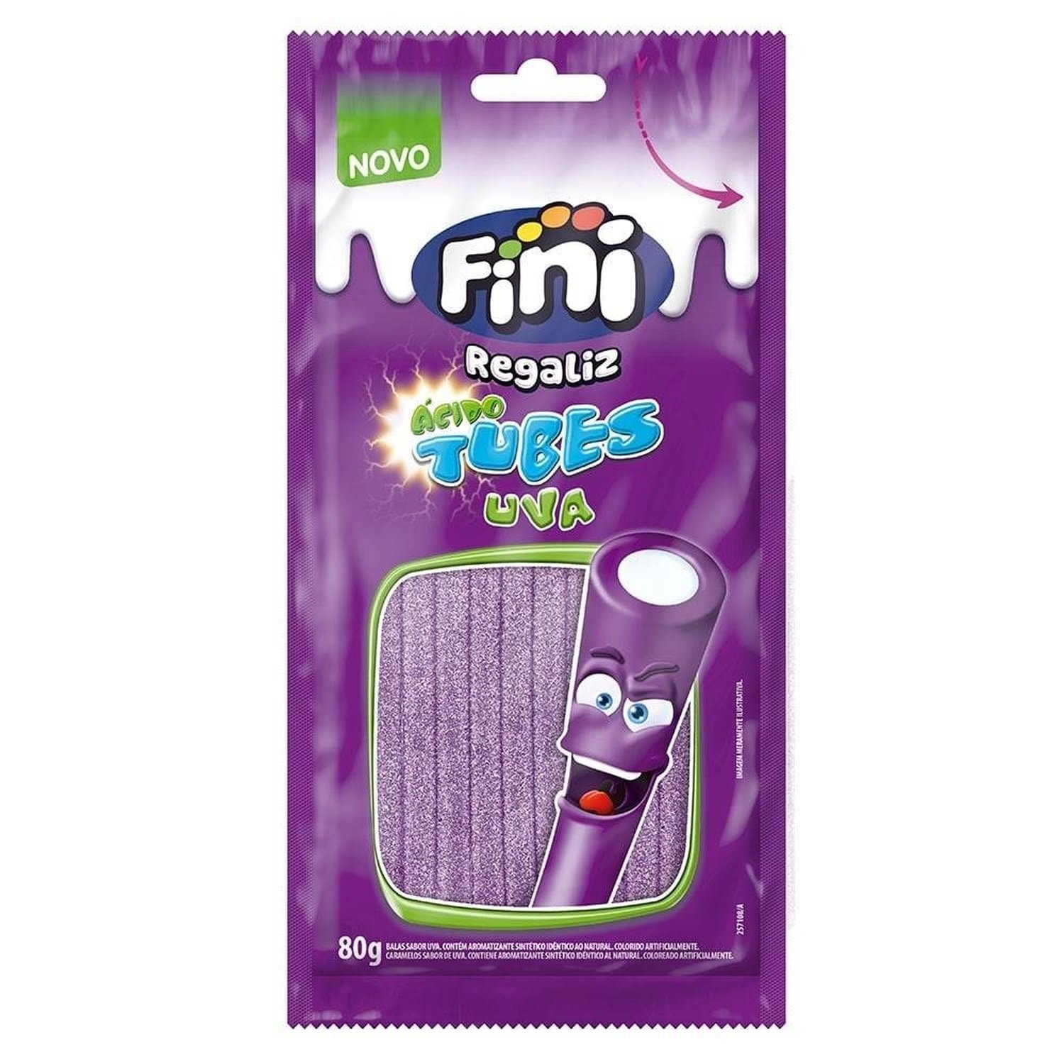 Bala Fini Regaliz Tubes Uva Cítrico 80g