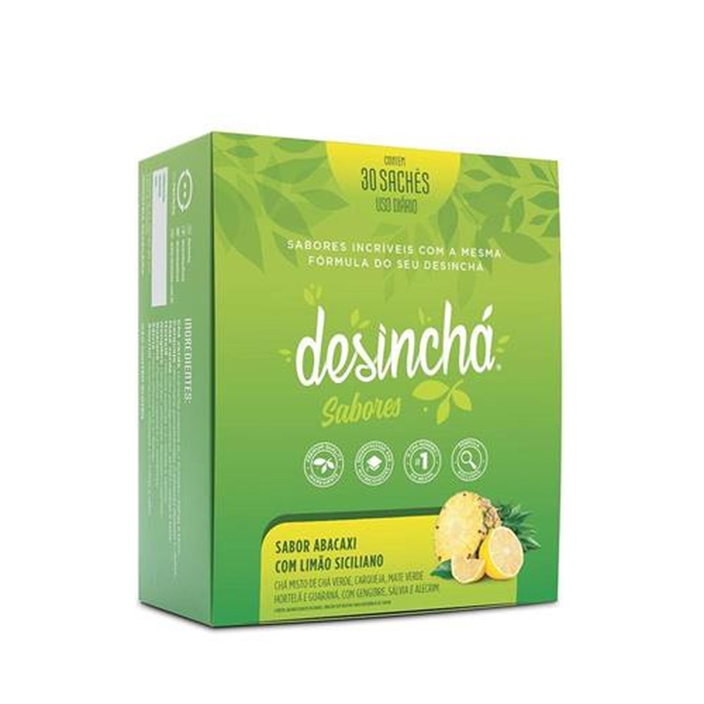Desinchá sabores abacaxi com limão siciliano - cx 30 saches