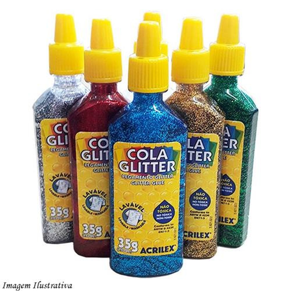 Cola Glitter Escolar Acrilex 23g 6 Cores