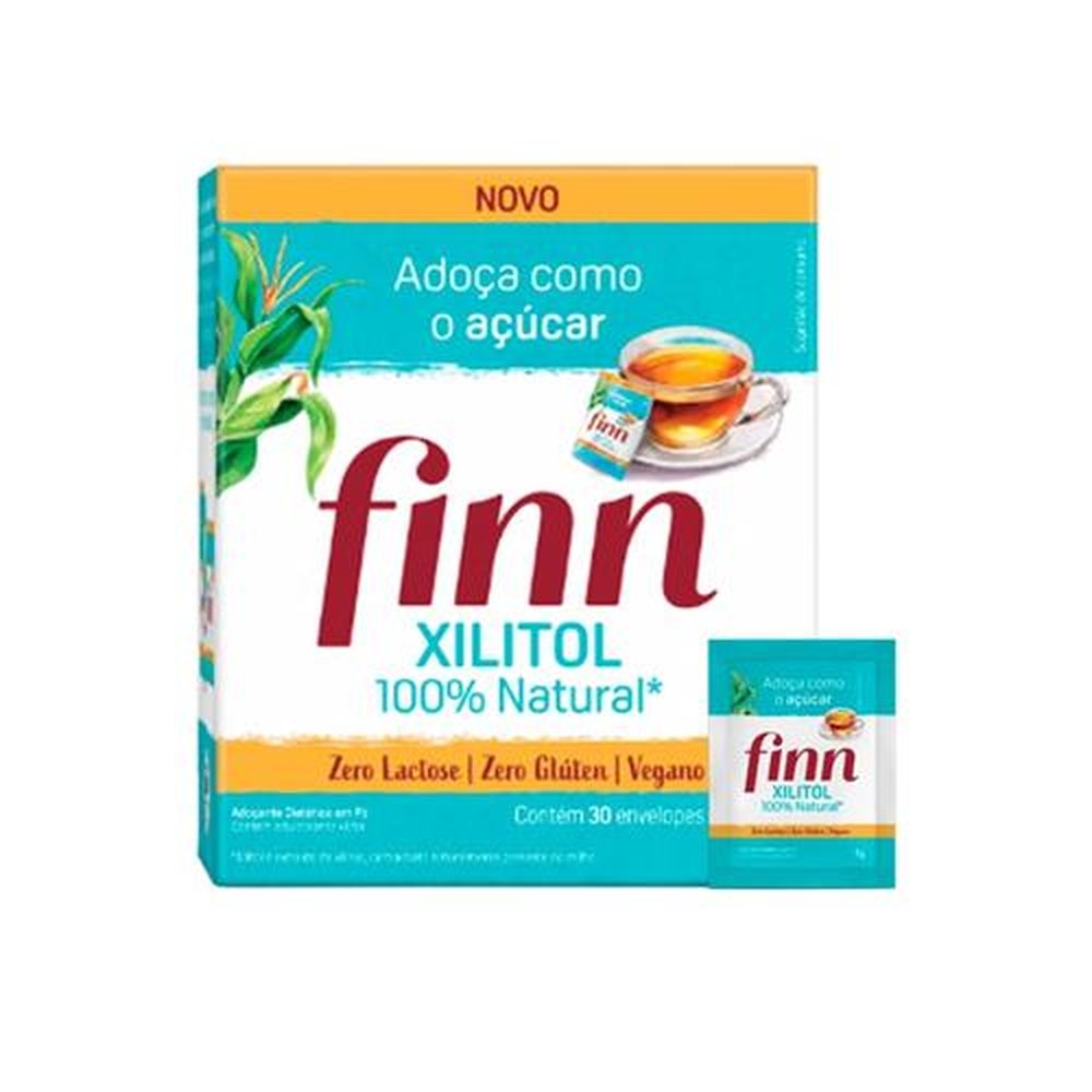 Adocante Finn Xilitol em Pó 0,5g Embalagem com 30 Unidades