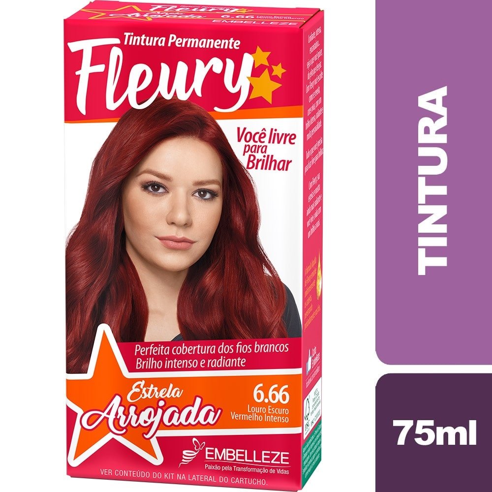 Tintura Fleury 6.66 Louro Escuro Vermelho Vibrante 75ml - Embelleze