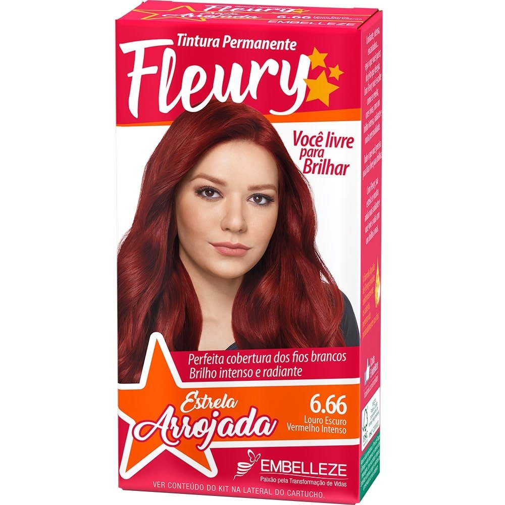 Tintura Fleury 6.66 Louro Escuro Vermelho Vibrante 75ml - Embelleze