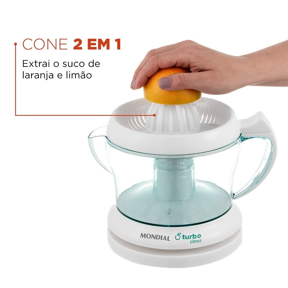 Espremedor de Frutas Mondial E01 Turbo Citrus - 25W, 1,25 Litros, 110V