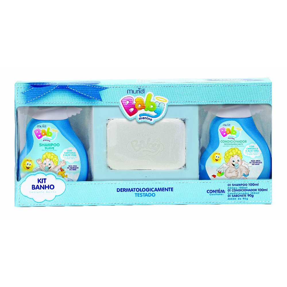 Kit Banho Muriel Baby Menino Shampoo 10ml + Sabonete 90g + Condicionador 100ml