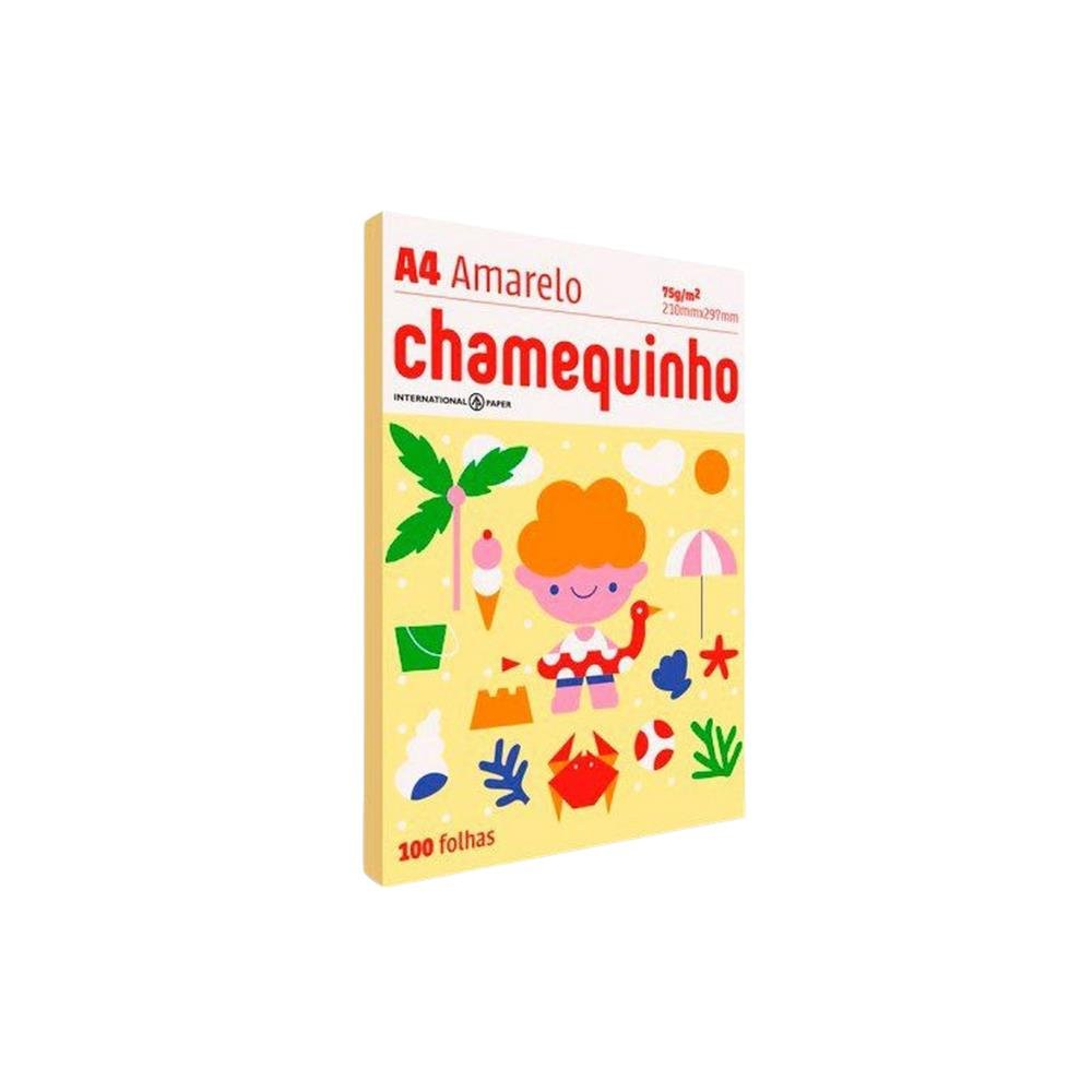 Papel A4 Amarelo 100 Folhas 75g Chamequinho
