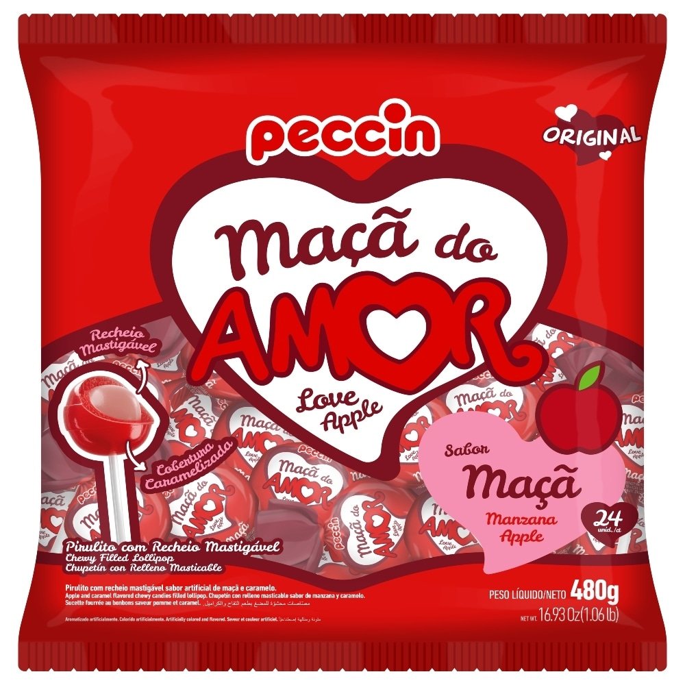 Pirulito Peccin Maçã do Amor 480g