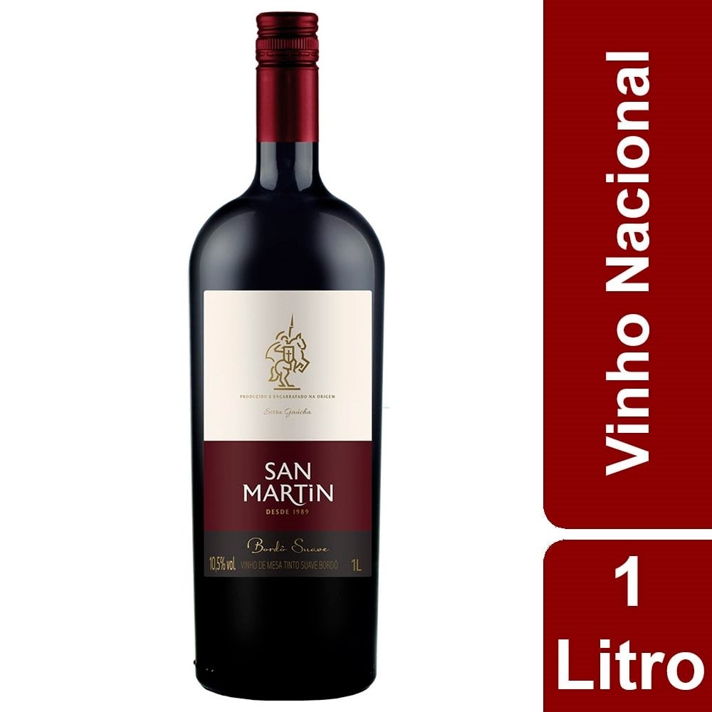 Vinho Nacional San Martin Bordô Tinto Suave 1L