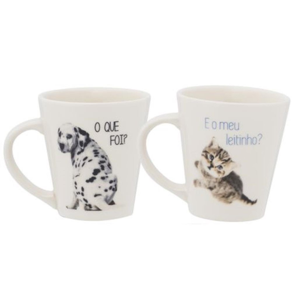 Caneca 250mL Drop Decorações Sortidas Cerâmica Biona