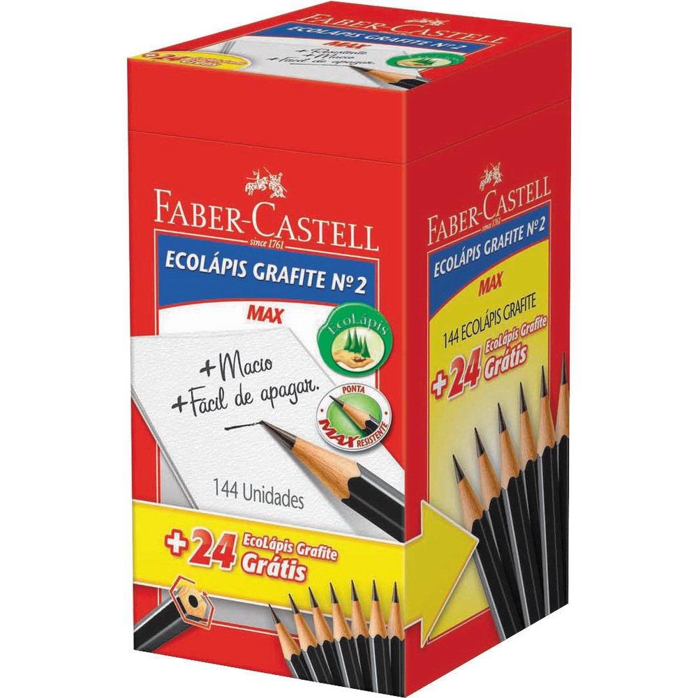 Lápis Faber Castell Grafite Preto 1205 Sextavado - 1 Embalagem com 144 unidades + 24 Grátis